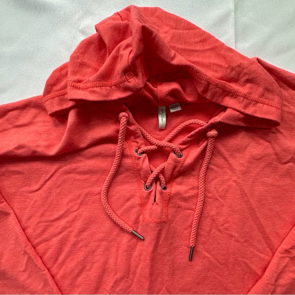 Active long sleeve lightweight orange‎ coral lace up pullover hoodie women’s 1x - Picture 2 of 10